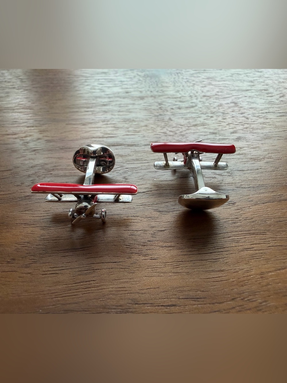 Deakin & Francis Red Biplane Sterling Silver Cufflinks
